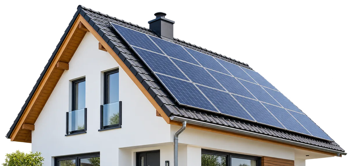 Einfamilienhaus mit Photovoltaikanlage auf dem Dach